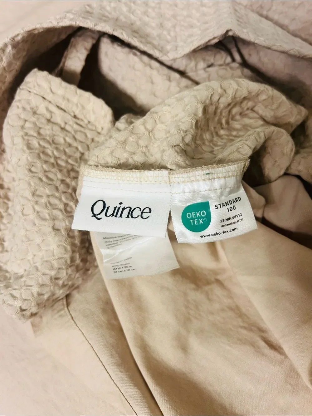 NWT Quince Organic Luxe Honeycomb Sand (Light Tan) Duvet Cover Set with Shams!